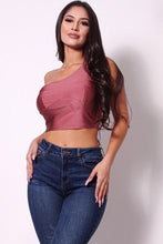 Load image into Gallery viewer, Sleeveless One Shoulder Bustier Crop Top
