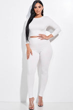 Load image into Gallery viewer, Solid Smocked 3/4 Sleeve Top And Leggings Two Piece Set
