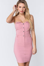 Load image into Gallery viewer, Strapless Button Down Mini Dress
