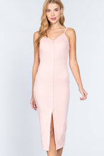 Load image into Gallery viewer, Fron Button Slit Rib Cami Midi Dress
