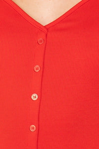 Fron Button Slit Rib Cami Midi Dress