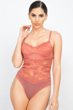 Load image into Gallery viewer, Sheer Lace Floral Padded Bodysuit
