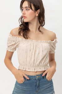 Off Shoulder, Cropped Top Puff Sleeve