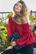 Load image into Gallery viewer, Off Shoulder Long Bubble Sleeve Solid Top
