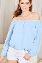 Load image into Gallery viewer, Off Shoulder Long Bubble Sleeve Solid Top
