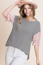 Load image into Gallery viewer, Cute Striped Curved Hem Casual Top
