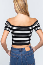 Load image into Gallery viewer, Off Shoulder Stripe Rib Sweater Top
