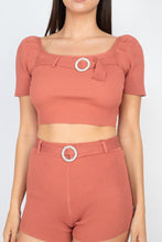 Load image into Gallery viewer, Scoop Neck Crop Top And Ribbed Shorts
