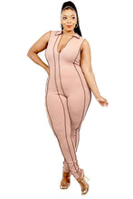 Load image into Gallery viewer, Plus Sleeveless Knitted Overlock Stitch Jumpsuit
