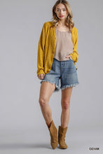 Load image into Gallery viewer, High Rise Denim Shorts With Raw Hem
