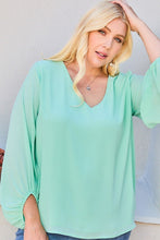 Load image into Gallery viewer, V Neck Bubble Sleeve Solid Top

