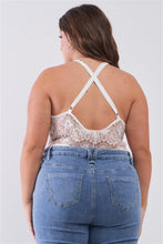 Load image into Gallery viewer, Plus Size Sheer Lace Sleeveless V-neck Criss-cross Back Strap Bodysuit
