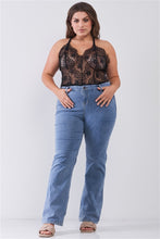 Load image into Gallery viewer, Plus Size Sheer Lace Sleeveless V-neck Criss-cross Back Strap Bodysuit
