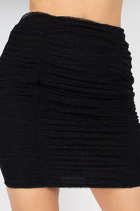 A Woven Crop Top Featuring An Allover Printed Polka Dots Top A Woven Mini Skirt Set