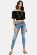Load image into Gallery viewer, Lace Trim On The Front And Sleeves, Waist Band Cropped Top
