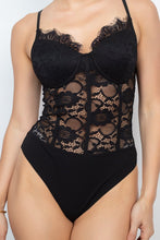Load image into Gallery viewer, Semi-sheer Sweetheart Lace Bodysuit

