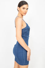 Load image into Gallery viewer, Twisted Front Cutout Denim Dress
