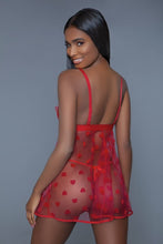 Load image into Gallery viewer, 1 Piece Fine Mesh Heart Designed Slip Dress
