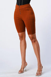 Zip Up Biker Shorts