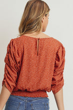 Load image into Gallery viewer, Smocked Band Top With Shirring Puff Sleeve
