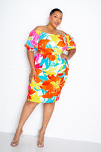 Load image into Gallery viewer, Flower Print Off The Shoulder Dress
