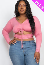 Load image into Gallery viewer, Plus Size Drawstring Ruched Cutout Crop Top

