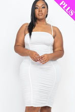 Load image into Gallery viewer, Plus Size Double Ruched Front And Ruched Back Detail Mini Dress
