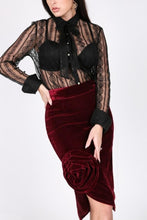 Load image into Gallery viewer, Asymmetrical Flower Velvet Skirt

