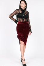 Load image into Gallery viewer, Asymmetrical Flower Velvet Skirt
