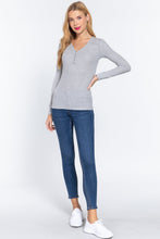 Load image into Gallery viewer, Long Slv V-neck Placket Thermal Top

