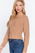 Load image into Gallery viewer, Long Puff Slv V-neck Rib Sweater
