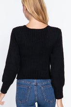 Load image into Gallery viewer, Long Puff Slv V-neck Rib Sweater
