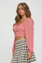 Load image into Gallery viewer, Smocked Long Sleeves Crop Top
