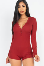 Load image into Gallery viewer, V Neck With Button Tap Bodycon Romper
