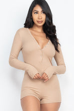 Load image into Gallery viewer, V Neck With Button Tap Bodycon Romper
