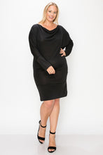 Load image into Gallery viewer, Draped Neck Long Sleeve Dress
