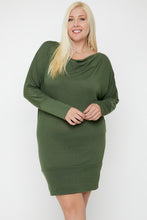 Load image into Gallery viewer, Draped Neck Long Sleeve Dress

