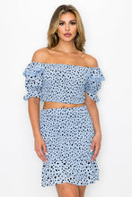 Load image into Gallery viewer, Smocking Ruffled Printed Top &amp; Skirts Set
