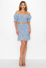 Load image into Gallery viewer, Smocking Ruffled Printed Top &amp; Skirts Set

