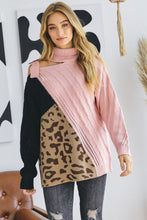 Load image into Gallery viewer, Turtle Neck Color Block Cutout Sweater
