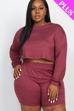 Load image into Gallery viewer, Plus Size Cozy Crop Top And Shorts Set
