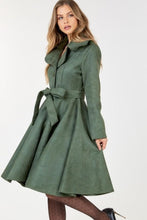 Load image into Gallery viewer, Button Tacking Collar A Line Suede Coat
