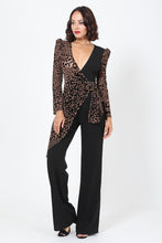Load image into Gallery viewer, Plunging V Buckle Detail Leopard Jumpsuit
