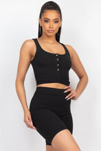 Load image into Gallery viewer, Buttons Scoop Neck Crop Top &amp; Biker Shorts Set
