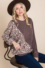 Load image into Gallery viewer, Cute Animal French Terry Brush Contrast Print Pullover With Cuff Detail
