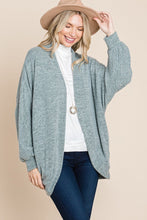 Load image into Gallery viewer, Two Tone Open Front Warm And Cozy Circle Cardigan With Side Pockets
