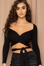 Load image into Gallery viewer, Ribbed Long Strap Wrap Tie Crop Top
