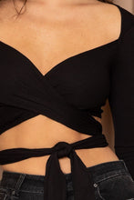 Load image into Gallery viewer, Ribbed Long Strap Wrap Tie Crop Top
