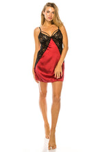 Load image into Gallery viewer, 2 Pcs Set Satin Lace Chemise
