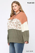 Load image into Gallery viewer, Color Block And Leopard Pattern Mixed Pullover Sweater
